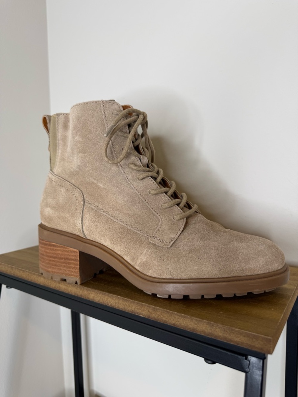 Lucky Brand Women's Suede Lace-Up Ankle Block Heel Boots